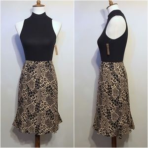 Harold’s Silk Animal Print Midi Godet Skirt